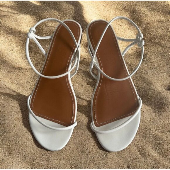 STAUD White Leather Flat Sandals Size 41 / US 11 - Picture 1 of 5